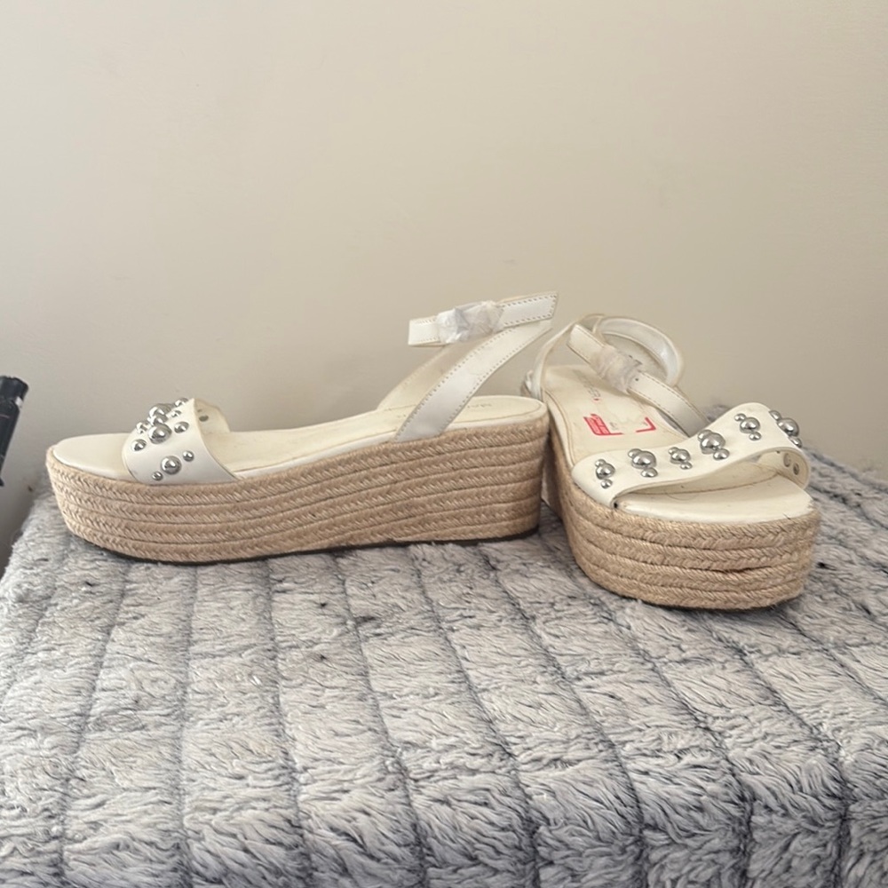 Marc Fisher White Platform Espadrilles